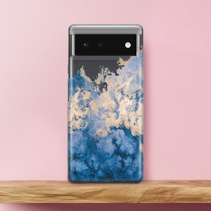 Watercolor Abstract Google Pixel 4 case Blue and Gold Lg W10 Cover tpu LG K11 Plus Case V35 ThinQ Pixel 3 XL Velvet 5 6 LG G7 ThinQ 4a V60 2