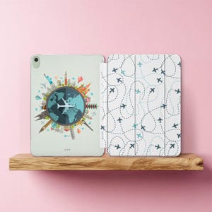 Travel iPad case iPad Pro 11 2022 Airplane art 10.2 inch iPad case 6th gen iPad 12.9 2020 Mini 6 case 10.9 Air smart cover clear 2021 10.5 4