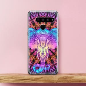 Psychedelic elephant Boho Pixel 4 case Lg V60 case Trippy Case LG Q Stylo 4 V50 ThinQ 5G Lotus Google Pixel 3a XL Purple Case Lg G8 G7 Fit 5