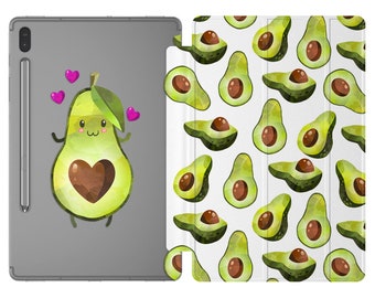 Étui kawaii avocat pour Samsung S7 avec support pour tablette S2 8.0, étui A 10.1 A8, imprimé fruit tendance végétalien, Galaxy Tab A7 S8 S3 9.7, étui S6 lite S5e fe