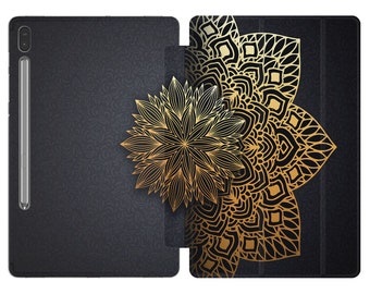 Funda Golden Mandala para Samsung tab S6, funda con estampado negro sólido para Galaxy Tab S4 Boho A7 2020, tableta de lujo de 10 pulgadas S8 ultra S7 fancy A 8,0 S5"