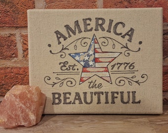 Patriotic America the Beautiful Embroidered Wall or Tabletop Art Piece
