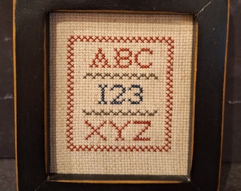 Vinyage Needlepoint-Cross Stitch Sampler Framed