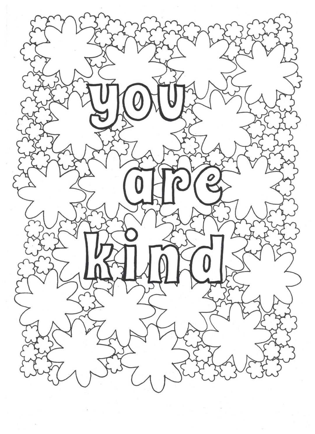 You Are Kind Coloring Page Etsy