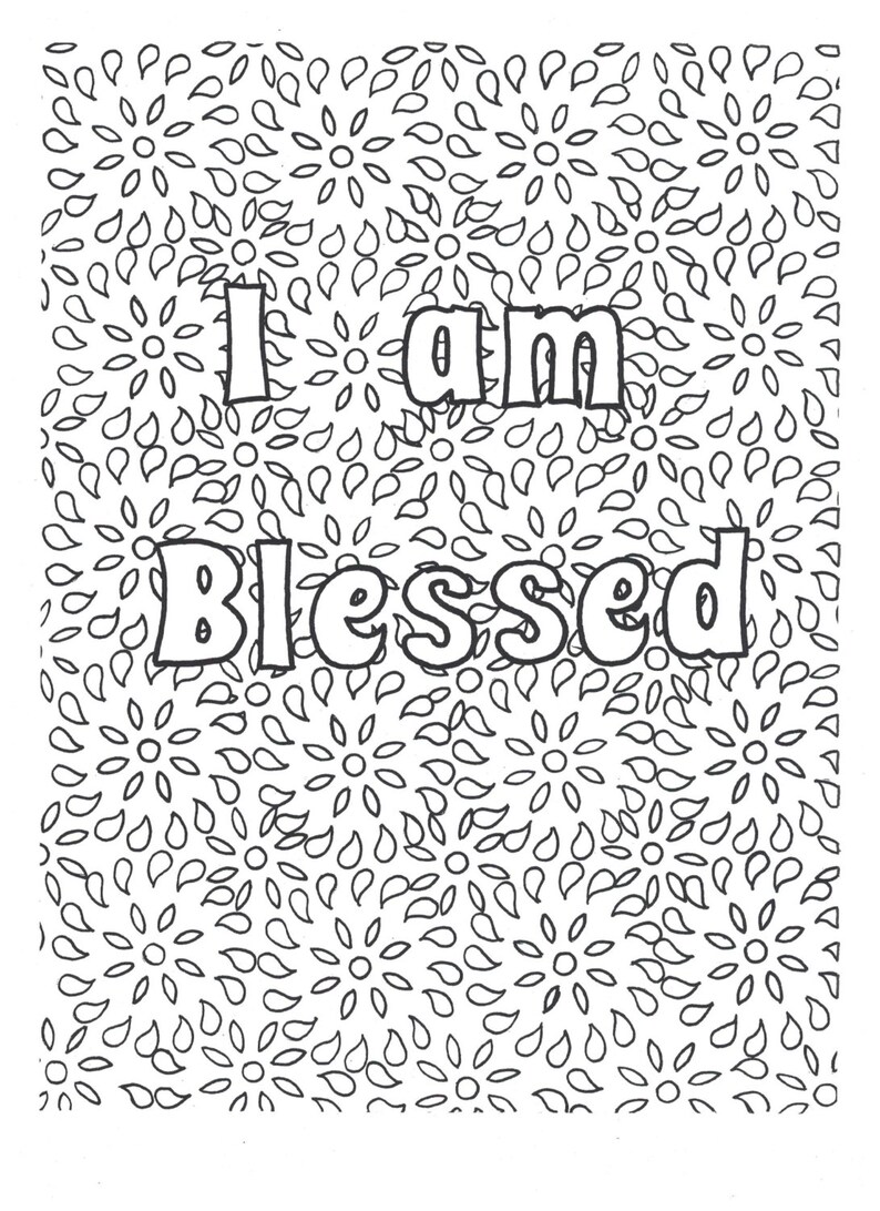 I Am Blessed Coloring Page Etsy
