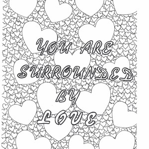 You are surrounded by love coloring page