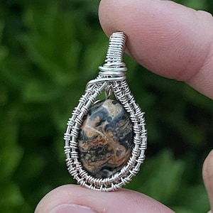 Leopard Skin Jasper Necklace, Silver Jasper Pendant Courage Strength Jewelry for Everyone