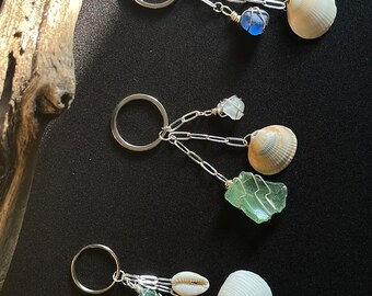 SeaShell Keychain Accessory, Coastal Summer Keychains, Beach Keychains for House Keys, Beach Cottage Keychain Charms, Coastal Cowgirl Gift