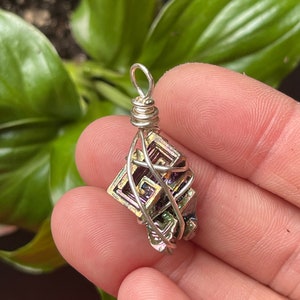 Bismuth Crystal Necklaces, Bismuth Jewelry, Wire Wrapped Bismuth, Perfect Crystal Lab Created
