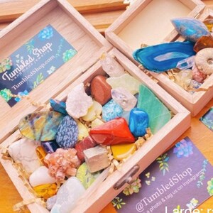 Crystal Box Various Crystals Set aligned personalized box, mix of natural and tumbled pieces gift for her