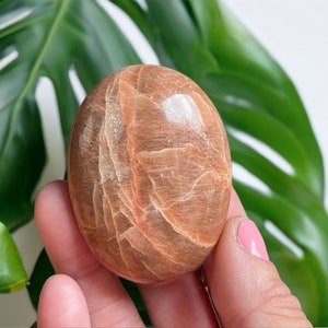 Moonstone Palm Stone, Crystal Worry Stone, Orange Peach Moonstone Crystal