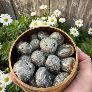 Tumbled Pyrite Blocks Negativity, Gold Stone, Natural Pyrite Raw Fools Gold Crystal, Spain Gemstone Gift