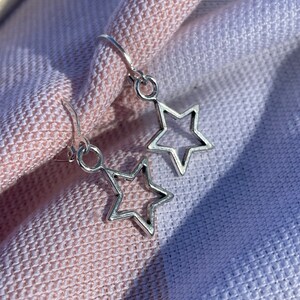 Star Hoop Earrings, Personalized Stainless Star Earrings Silver Star ...