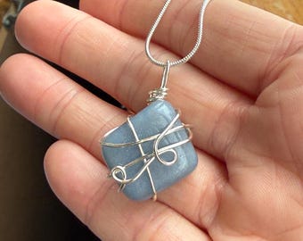 Blue Quartz Necklace, Dumortierite Crystal Necklace, Healing Crystal Gift