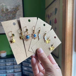 Sun Gemstone Earrings, Crystal Earrings, Dangle Star 14K Gold Earrings Minimalist Earrings Sun Drop Hoops Boho Jewelry indie Earrings