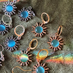 Sun Gemstone Earrings, Crystal Earrings, Dangle Star 14K Gold Earrings Minimalist Earrings Sun Drop Hoops Boho Jewelry indie Earrings