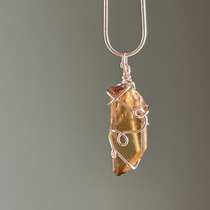 Citrine Gemstone Necklace, November Birthstone Necklace, Raw Citrine Crystal