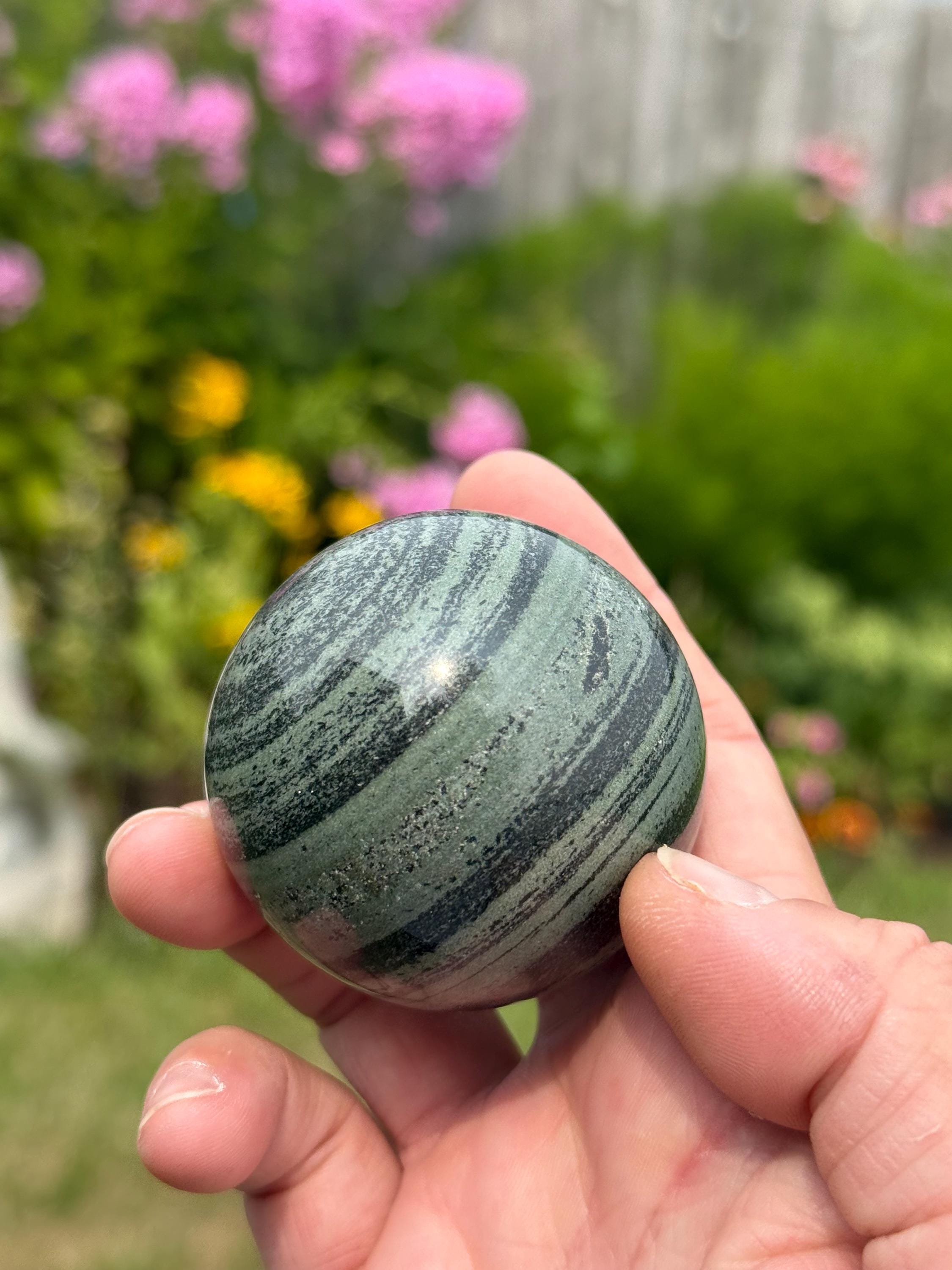 ririn☆様　レア　高品質　グリーンゼブラジャスパー　スフィア　タンザニア産 ririn☆様 レア 高品質 グリーンゼブラジャスパー スフィア