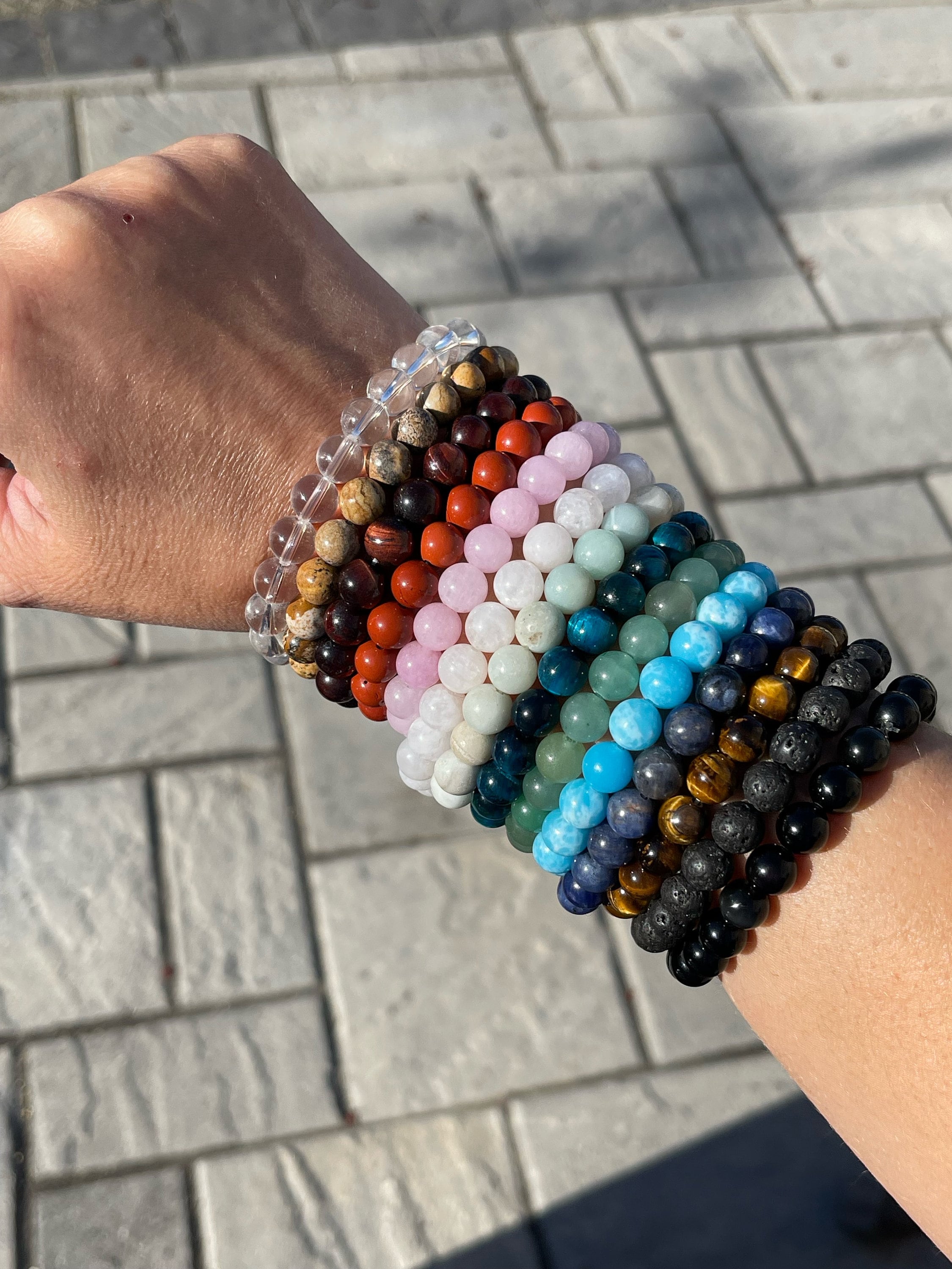 Crystal Beaded Bracelets, Everyday Stacking Bracelet, 8mm Round