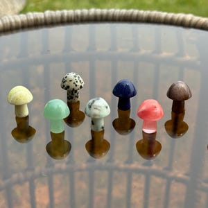Crystal Mushroom, Mini Gemstone Carved Mushrooms Mini Mushroom Healing Crystal Amethyst Rose Quartz Malachite Decor Gift