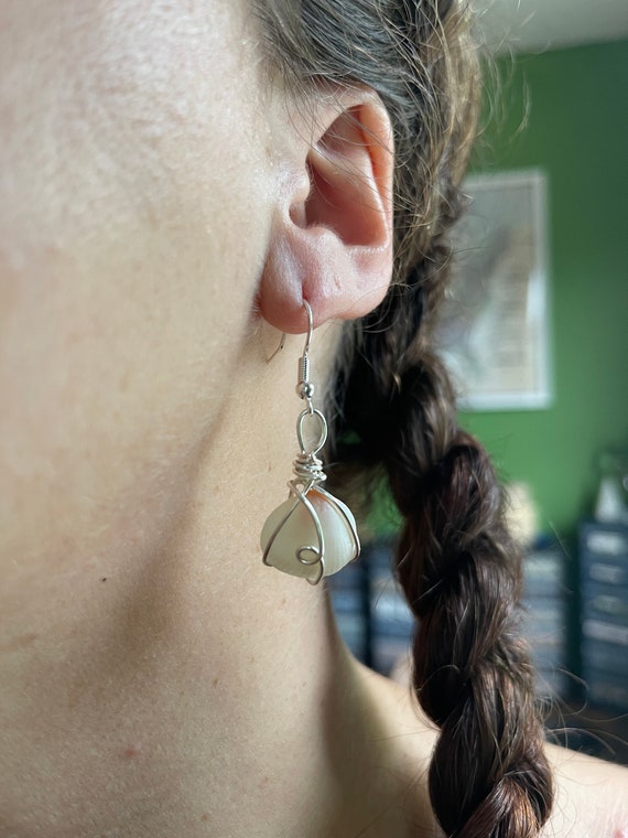 Silver Seashell Earrings, 925 Sterling Silver Shell Dangle