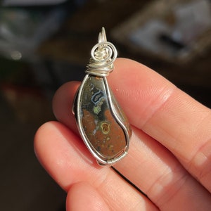 Ocean Jasper Crystal Necklace, Healing Optimism Gemstone, Fancy Jasper