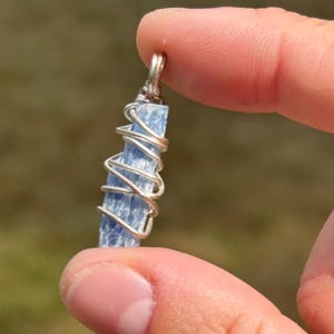 Kyanite Necklace, Polished Kyanite Gift, Blue Kyanite Jewelry, Throat Chakra Crystal Pendant, Self Expression