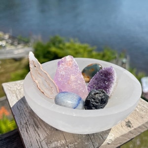 Selenite Charging Bowl for Crystal Cleansing, Crystal Display Storage, Meditation, Crystal Offering Bowl, Smudge Bowl