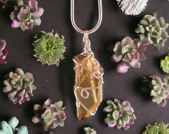 Natural Citrine Necklace, Birthstone Necklace for November, Raw Citrine Crystal Necklace