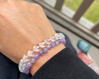 Clear Quartz Crystal Bracelet, Handmade Gemstone Healing