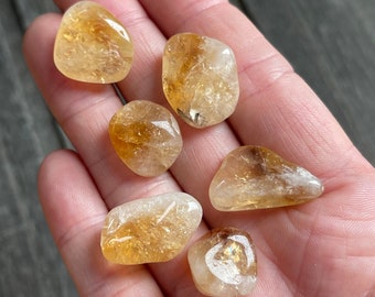 Juego de 3 piedras pulidas de citrino, a elegir, chakra del plexo solar
