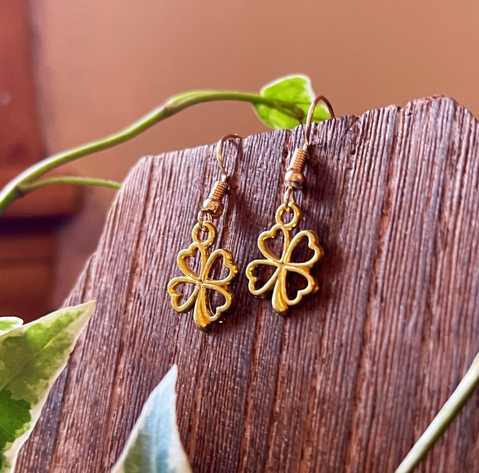 Buy Four Leaf Clover Earring Hoop Earrings Shamrock Good Luck Hoops Clover Outline Huggies St. Patrick s Day Personalized Leaf Huggies Online in India Etsy