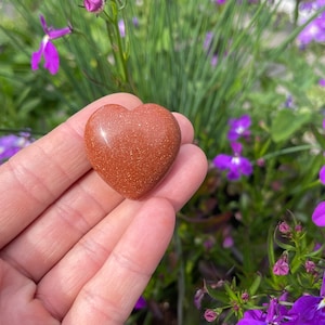 Goldstone Puffy Heart 30 mm, Orange Gemstone Heart for Positivity & Protection