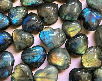 Labradorite Crystal Heart, Mini Gemstone Hearts
