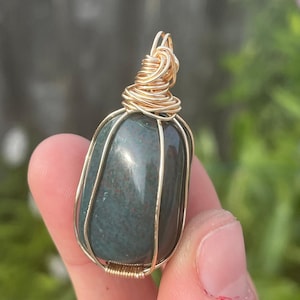 Bloodstone Gemstone Necklace Gold, Real Bloodstone Jewelry, Crystals for Sickness