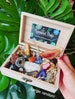 Crystal Box Various crystals aligned personalized box, mix of natural and tumbled pieces 