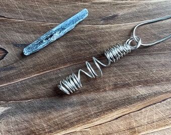Crystal Point Cage Pendant Necklace, Spiral Spring Pendant, Coil Necklace for Crystals, Gemstone Cage Necklace