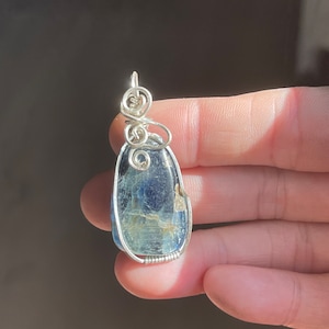 Kyanite Necklace, Polished Kyanite Gift, Blue Kyanite Jewelry, Throat Chakra Crystal Pendant, Self Expression