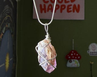 Raw Phantom Amethyst Necklace, Natural Amethyst Crystal Necklace, Wire Wrapped Crystal Pendant, February Birthstone Jewelry, Healing Gift