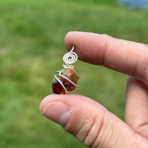Amethyst Citrine Crystal Necklace Natural Citrine Pendant, Wire Wrapped Jewelry, November Birthstone, Optimism Love