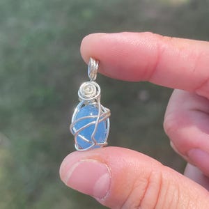 Blue Chalcedony Necklace, Gemstone Necklace, Aqua Crystal Jewelry, Women&#39;s Necklace, March Birthstone Jewelry Throat Chakra