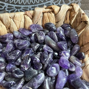 Natural Amethyst Tumbled Stones Chakra Crystals, Polished Amethyst Stone