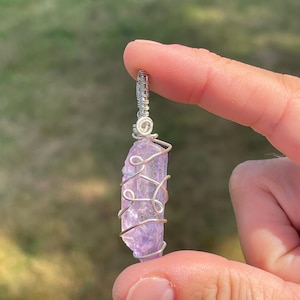 Purple Aura Quartz Necklace, Fantasy Crystal Pendant, Purple Silver Pendant, Boho Necklace