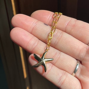 Zeesterketting gouden sierlijke sterketting, paperclipketting, strandsieraden voor vrouwen, cadeau voor moeder cadeau oceaanliefhebber