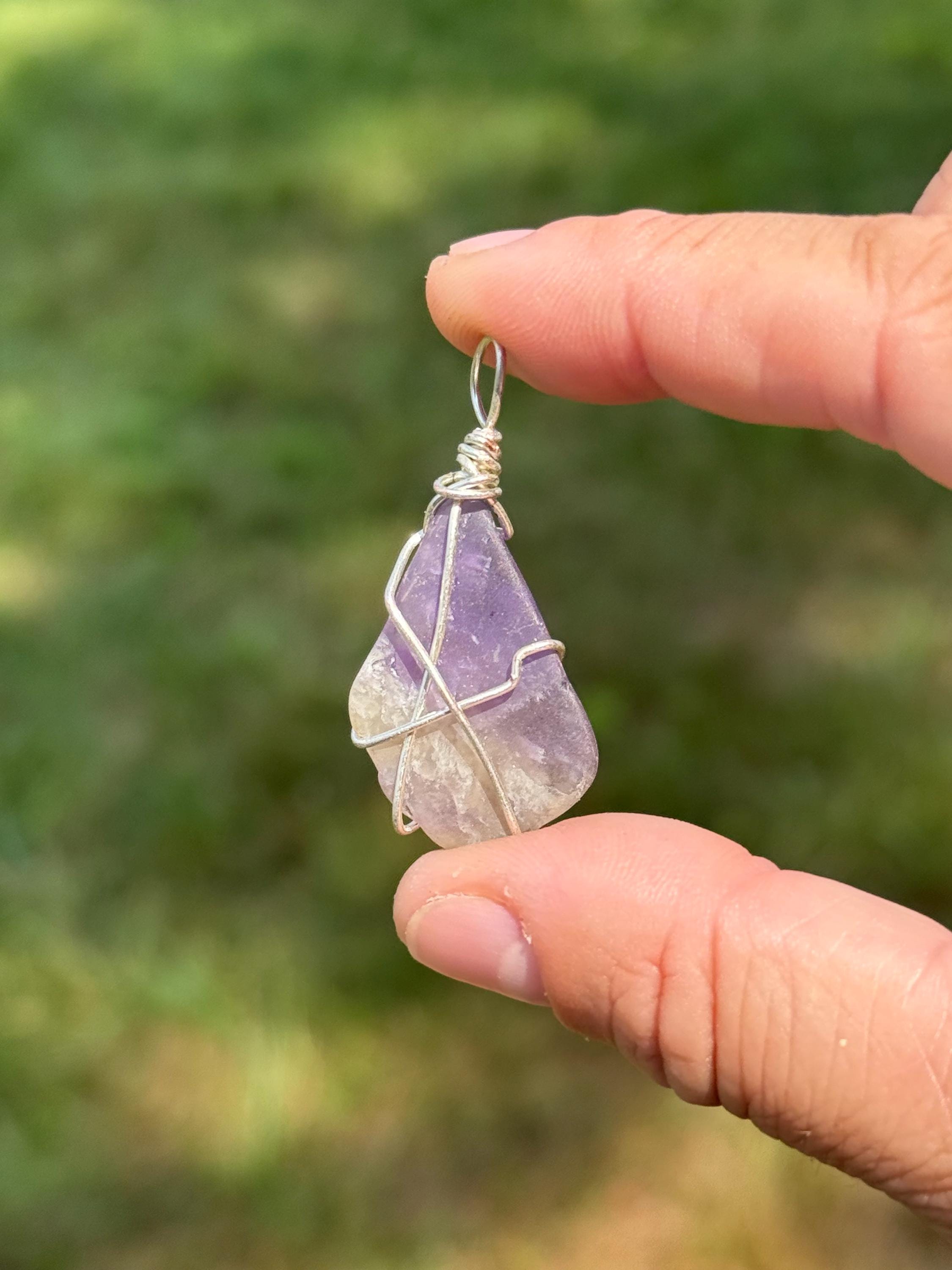 アメジストクリスタルネックレス、天然アメジストクリスタル、天然石