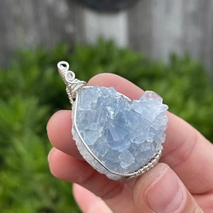 Crystal Pendant Celestite Jewelry Blue Raw Celestite Necklace