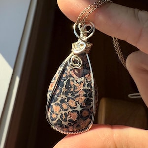 Leopard Skin Jasper Necklace, Brown Crystal Necklace, Jasper Stone Jewelry Leopard Jasper Crystals