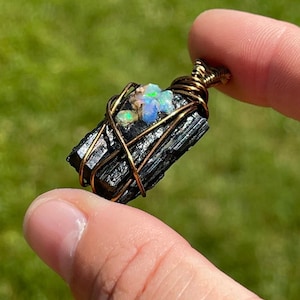 Natural Tourmaline Necklace, Raw Black Crystal Stone Pendant, Protection Tourmaline Jewelry