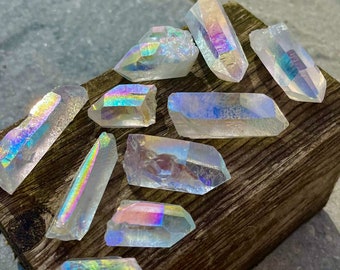 Rainbow Angel Aura Quartz Crystal Points, Rainbow Aura Crystal, Healing Quartz