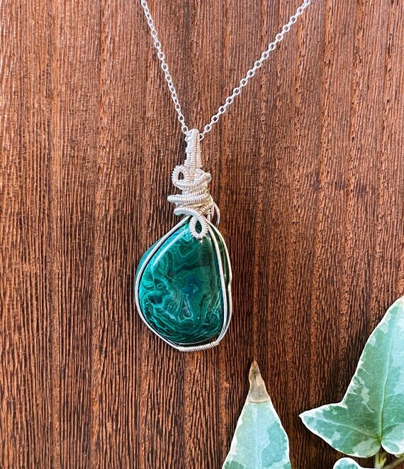 Malachite Wire Wrap Pendant Malachite 